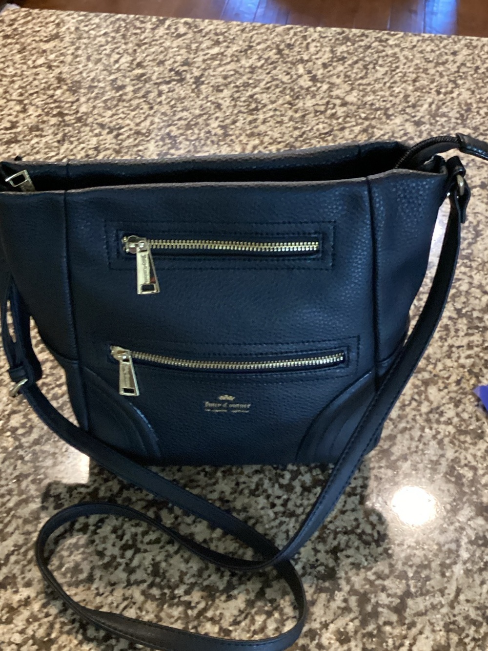 Juicy Couture Black Crossbody Bag with Gold Accents